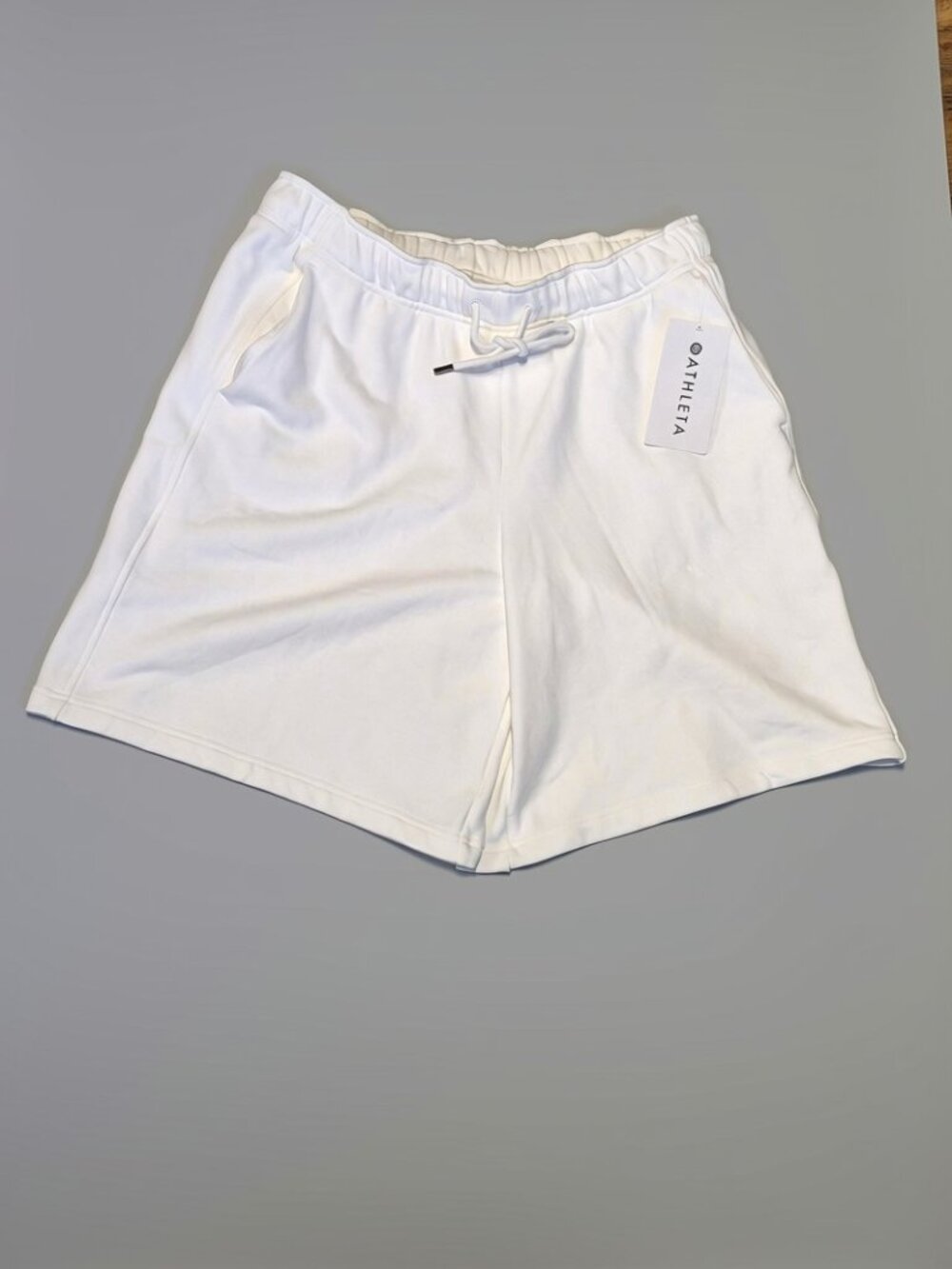 NEW Athleta Bright White Heavyweight Terry Mid Rise Bermuda 10" Shorts Workout - Picture 7 of 11